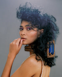 Gold Aquamarine Gem Neckpiece-MOTOGUO-APOC STORE