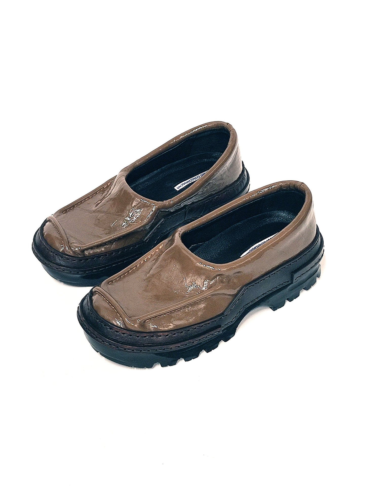 Brown Moccasins in Patent Leather-Hernán Guardamagna-APOC STORE