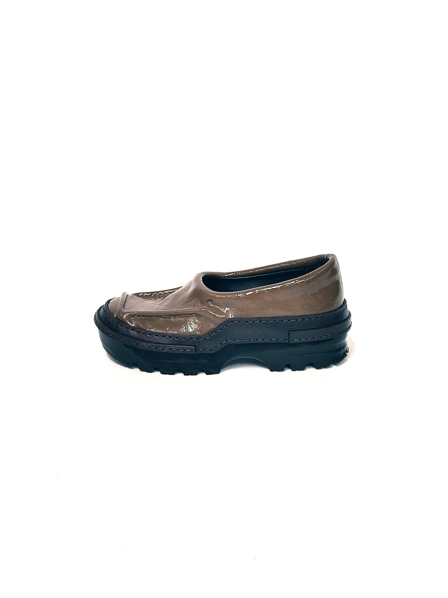 Brown Moccasins in Patent Leather-Hernán Guardamagna-APOC STORE