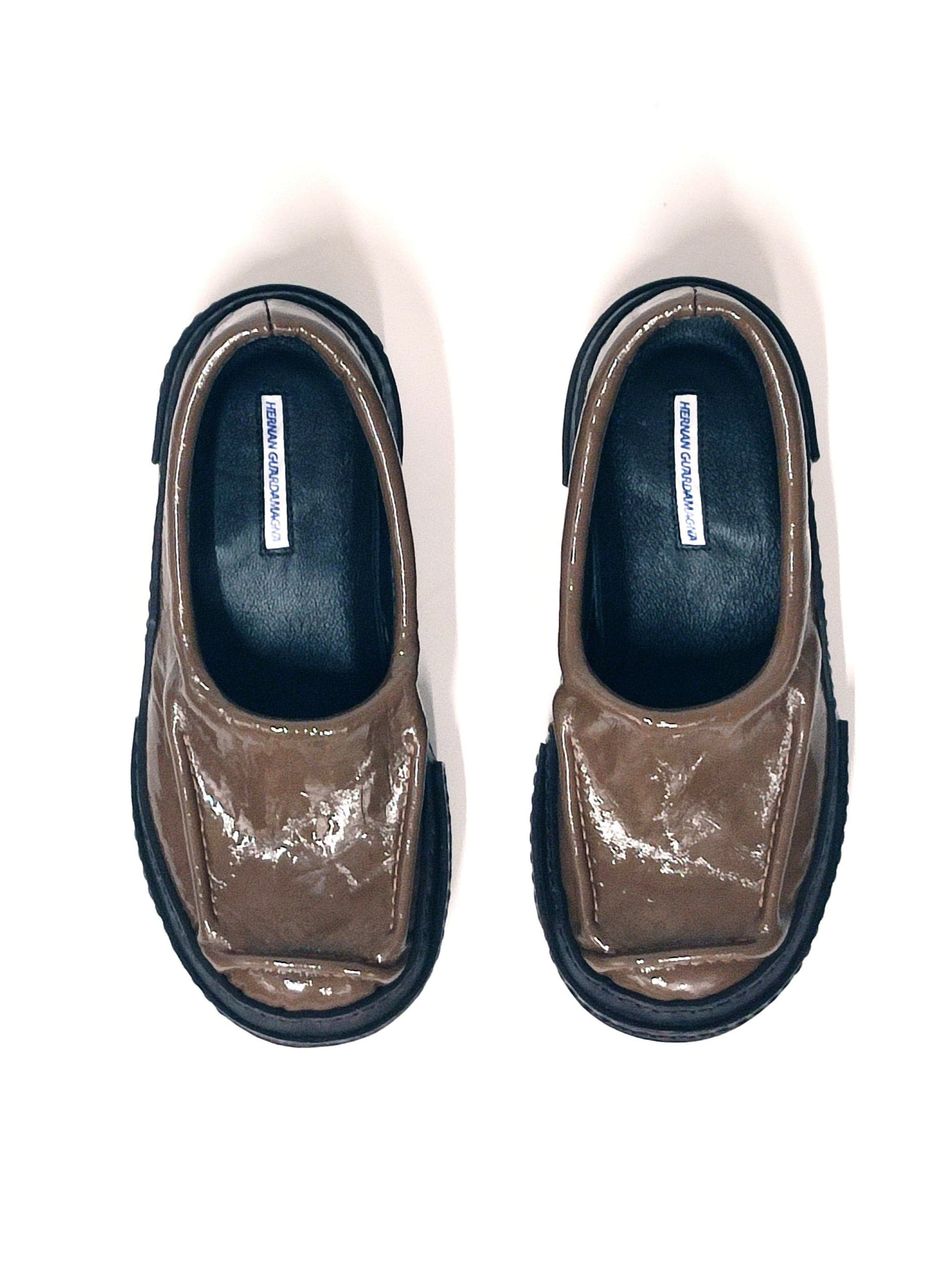 Brown Moccasins in Patent Leather-Hernán Guardamagna-APOC STORE