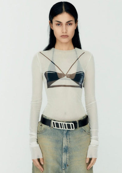 Mesh Bra Print Top-Onrushw23fh-APOC STORE