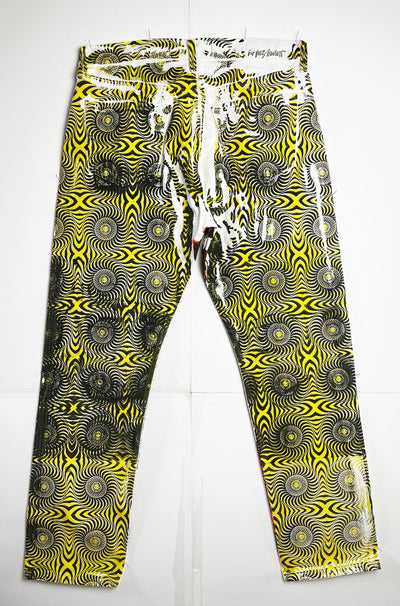 Orange & Yellow Spiral Print Jeans-Pip Paz-Howlett-APOC STORE