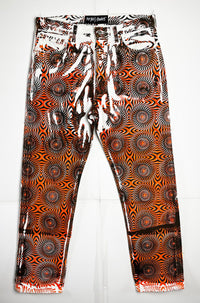 Orange & Yellow Spiral Print Jeans-Pip Paz-Howlett-APOC STORE