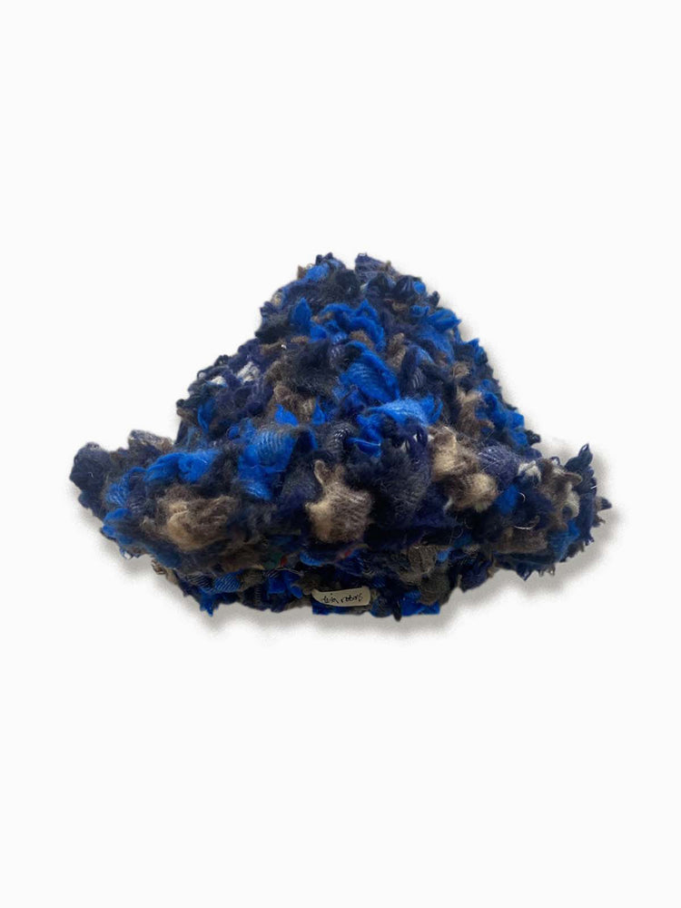 Blue Chunky Knit Bucket Hat-Olivia Rubens-APOC STORE