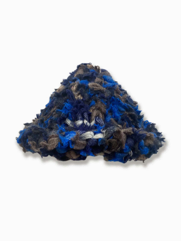 Blue Chunky Knit Bucket Hat-Olivia Rubens-APOC STORE