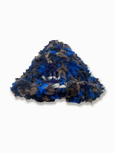 Blue Chunky Knit Bucket Hat-Olivia Rubens-APOC STORE