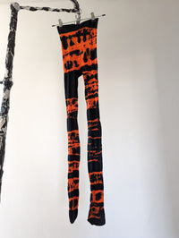 Hand Dyed Tights Orange Black-Celia Calderón Asensio-APOC STORE