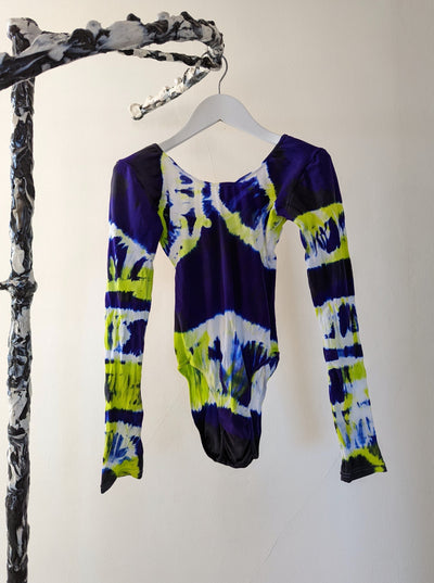 Hand Dyed Bodysuit Blue Multicolour-Celia Calderón Asensio-APOC STORE