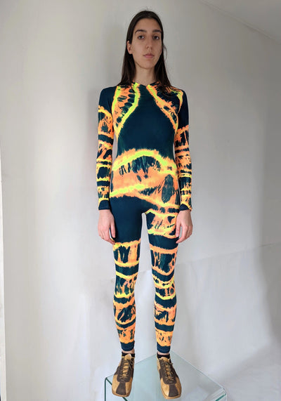 Hand Dyed Catsuit Orange Multicolour-Celia Calderón Asensio-APOC STORE
