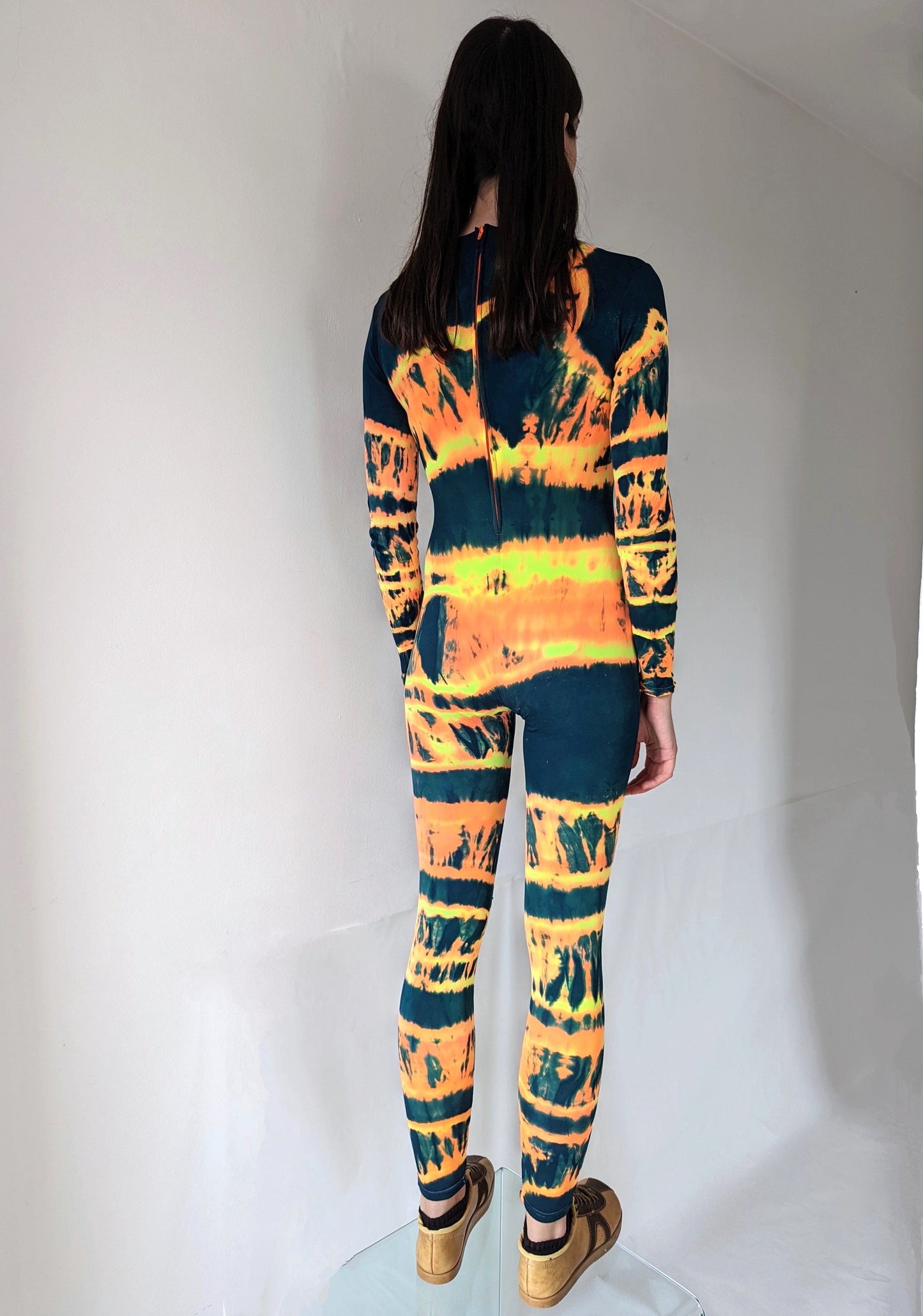Hand Dyed Catsuit Orange Multicolour-Celia Calderón Asensio-APOC STORE