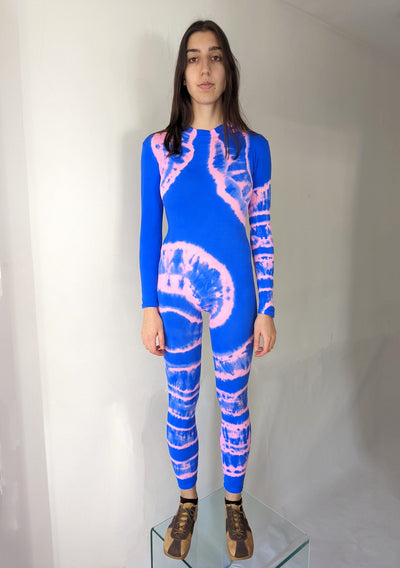 Hand Dyed Catsuit Pink Blue-Celia Calderón Asensio-APOC STORE