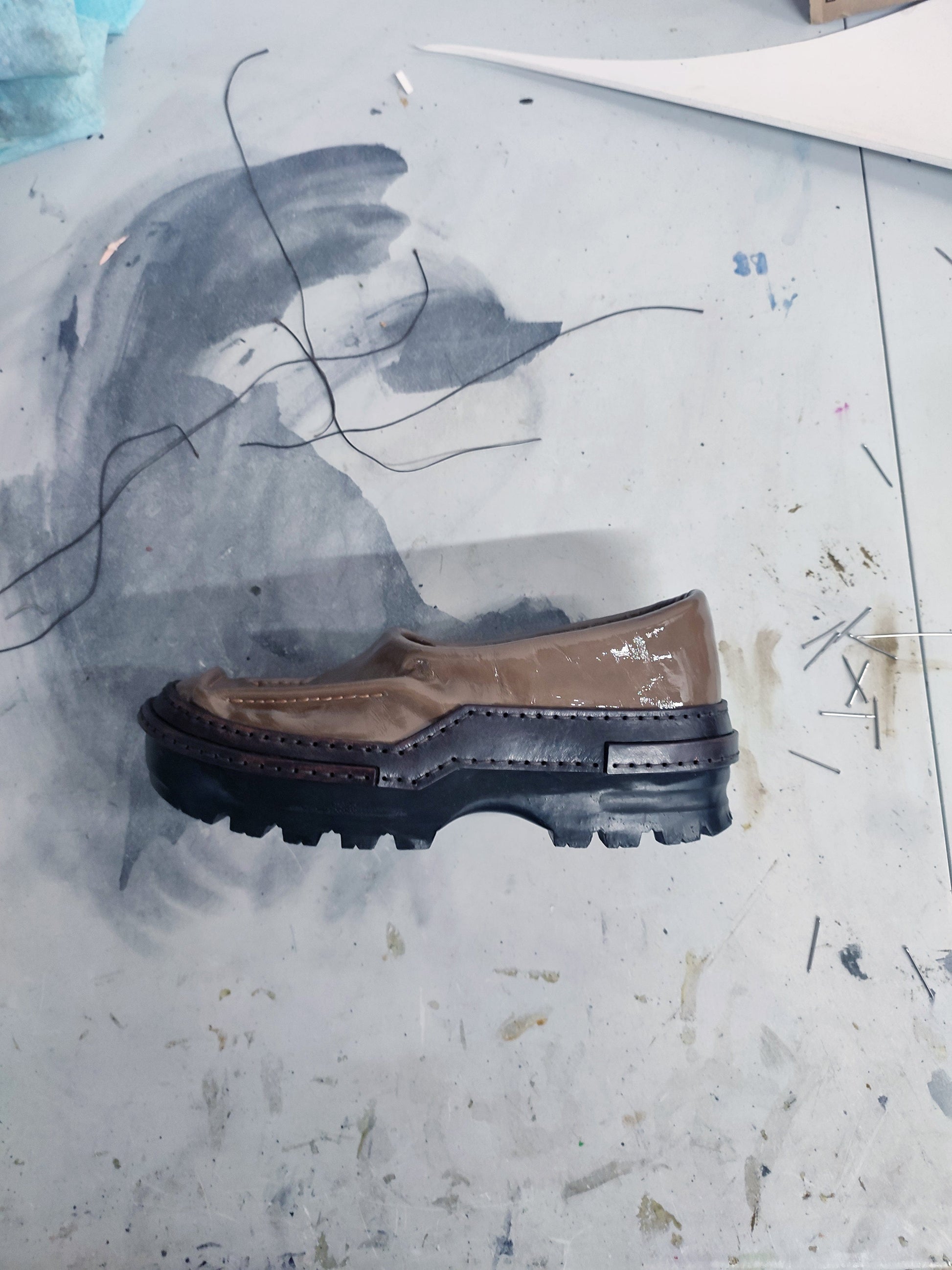 Brown Moccasins in Patent Leather-Hernán Guardamagna-APOC STORE