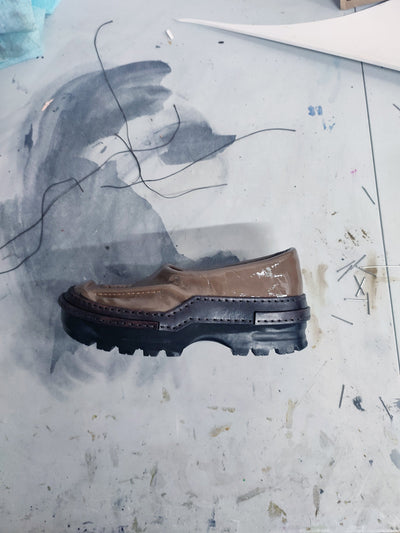 Brown Moccasins in Patent Leather-Hernán Guardamagna-APOC STORE