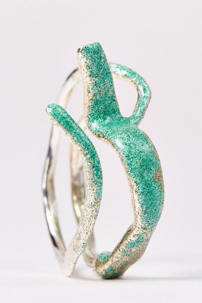 Green Enamel Spiral Shirt Ring 002-Karmuel Young-APOC STORE