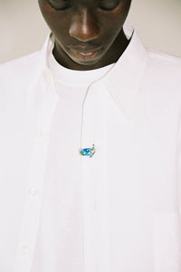 Blue Enamel Spiral Shirt Ring 001-Karmuel Young-APOC STORE