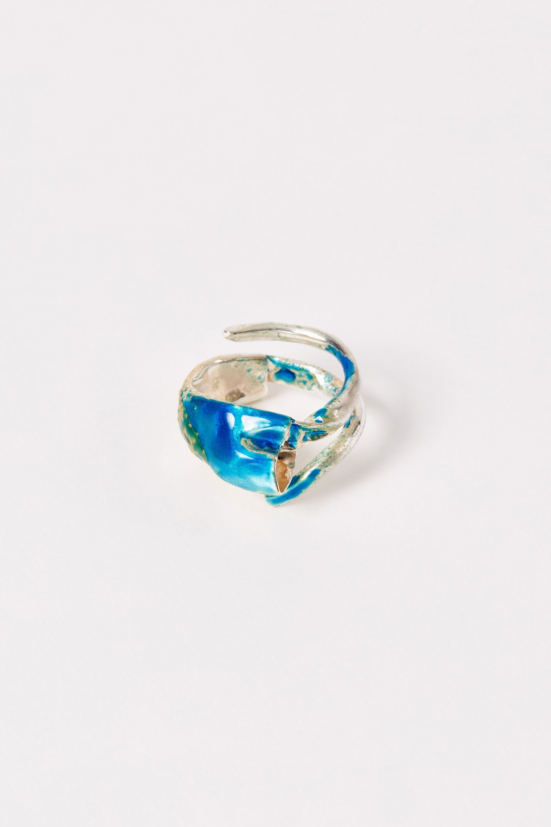 Blue Enamel Spiral Shirt Ring 001-Karmuel Young-APOC STORE