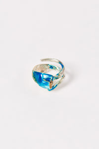 Blue Enamel Spiral Shirt Ring 001-Karmuel Young-APOC STORE