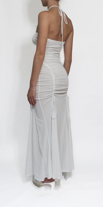 White Ellipse Mesh Gown-Oriens-APOC STORE