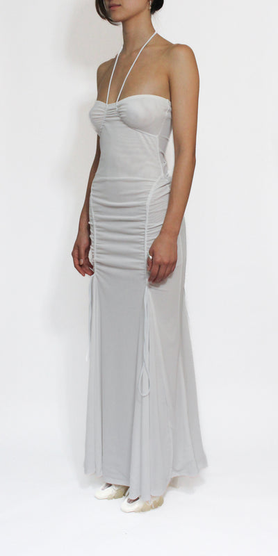 White Ellipse Mesh Gown-Oriens-APOC STORE