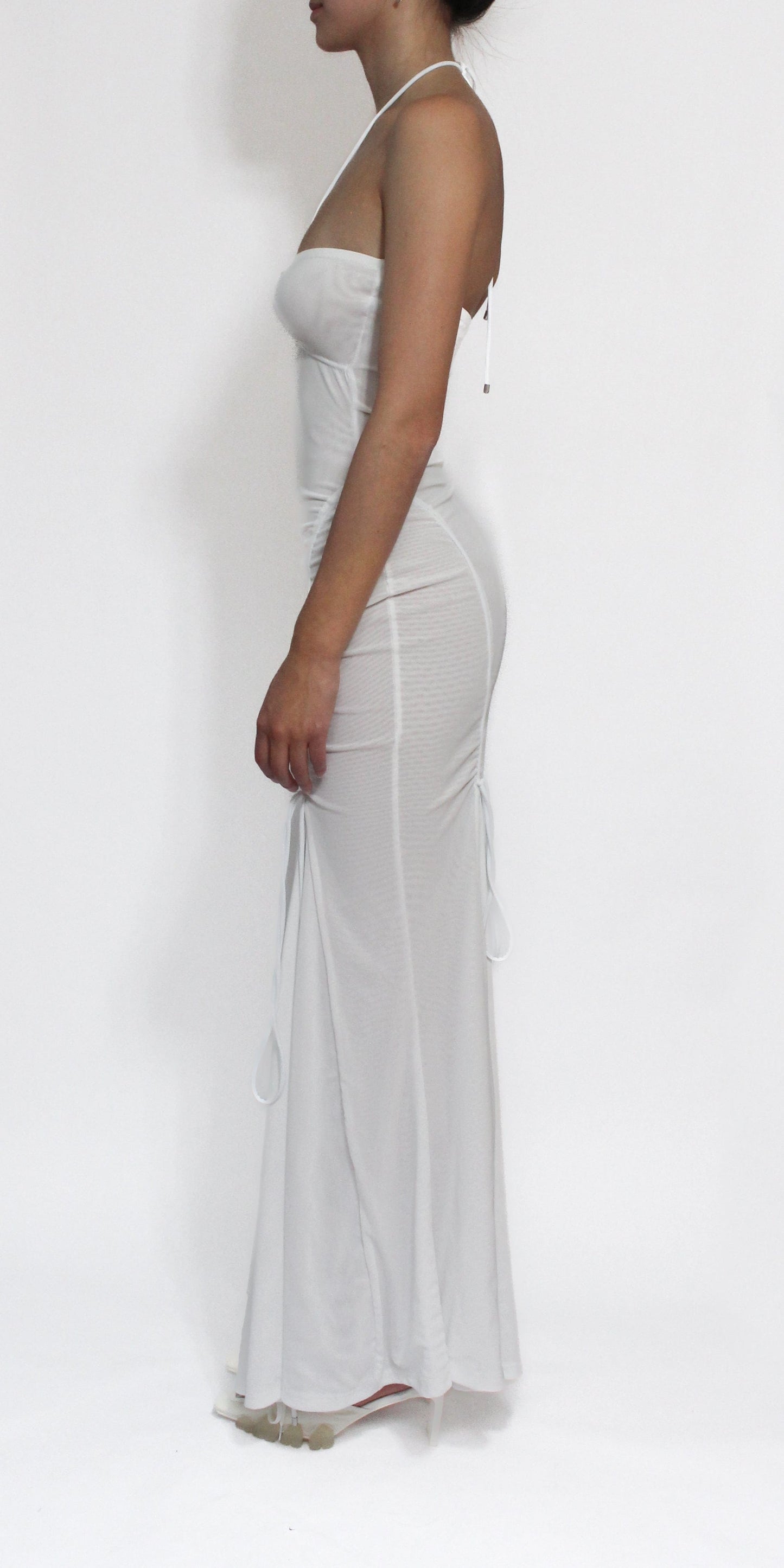 White Ellipse Mesh Gown-Oriens-APOC STORE