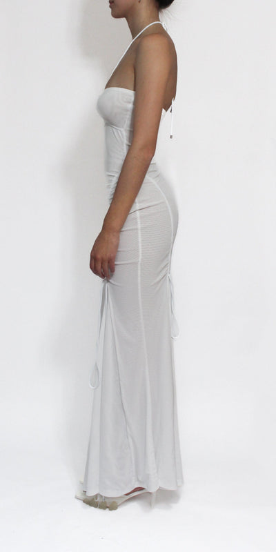 White Ellipse Mesh Gown-Oriens-APOC STORE