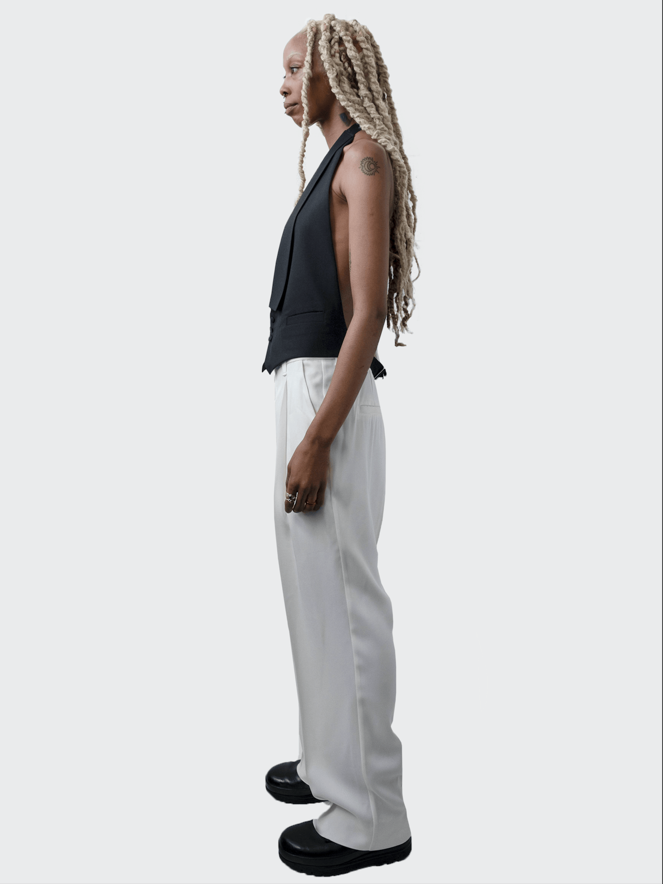 UTU - White Stain Print Pleated Trousers-Ella Boucht-APOC STORE