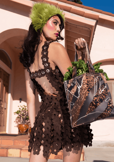 Flowerwoven Ultrasuede Dress-Leeann Huang-APOC STORE