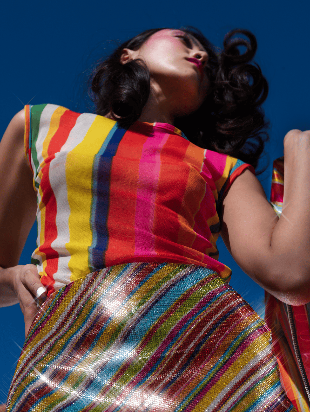 TV Stripe Mesh Top-Leeann Huang-APOC STORE