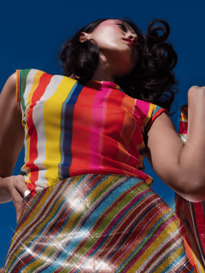 TV Stripe Mesh Top-Leeann Huang-APOC STORE