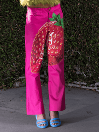 Strawberry Print Jeans-Leeann Huang-APOC STORE