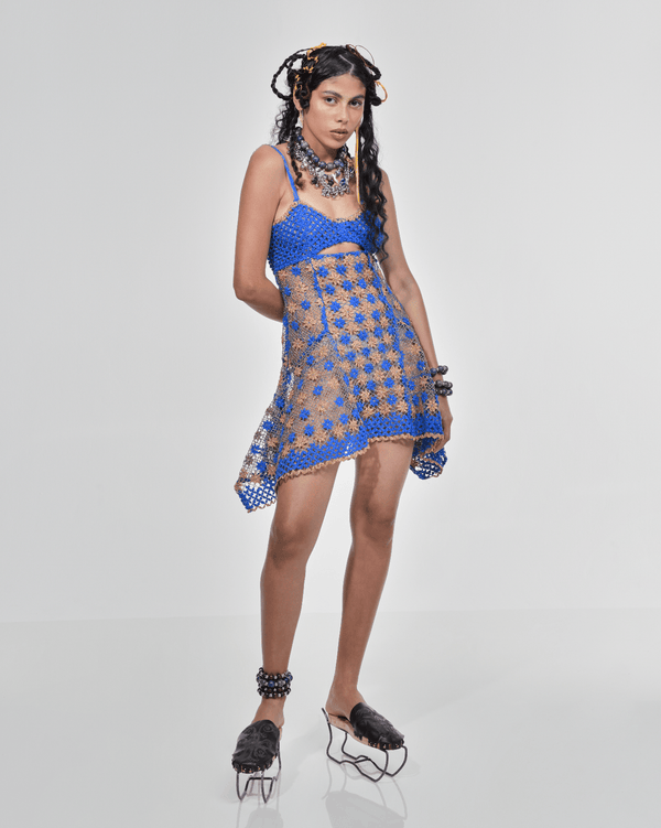 Royal Blue + Gold Pixie Dress-VEREDAS-APOC STORE