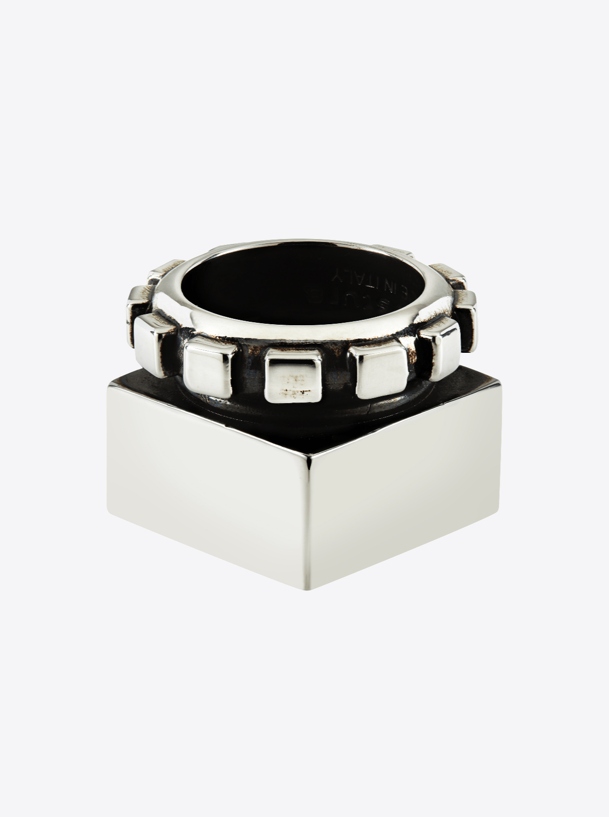 Silver Eir cube ring man-anGostura-APOC STORE
