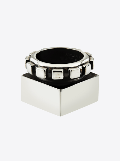 Silver Eir cube ring man-anGostura-APOC STORE