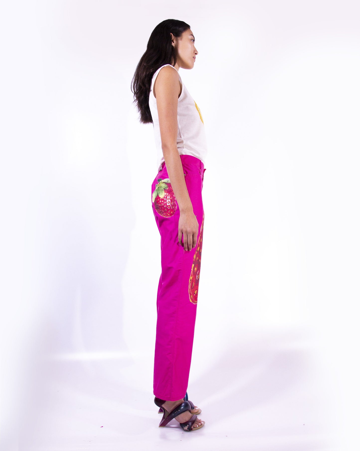 Strawberry Print Jeans-Leeann Huang-APOC STORE
