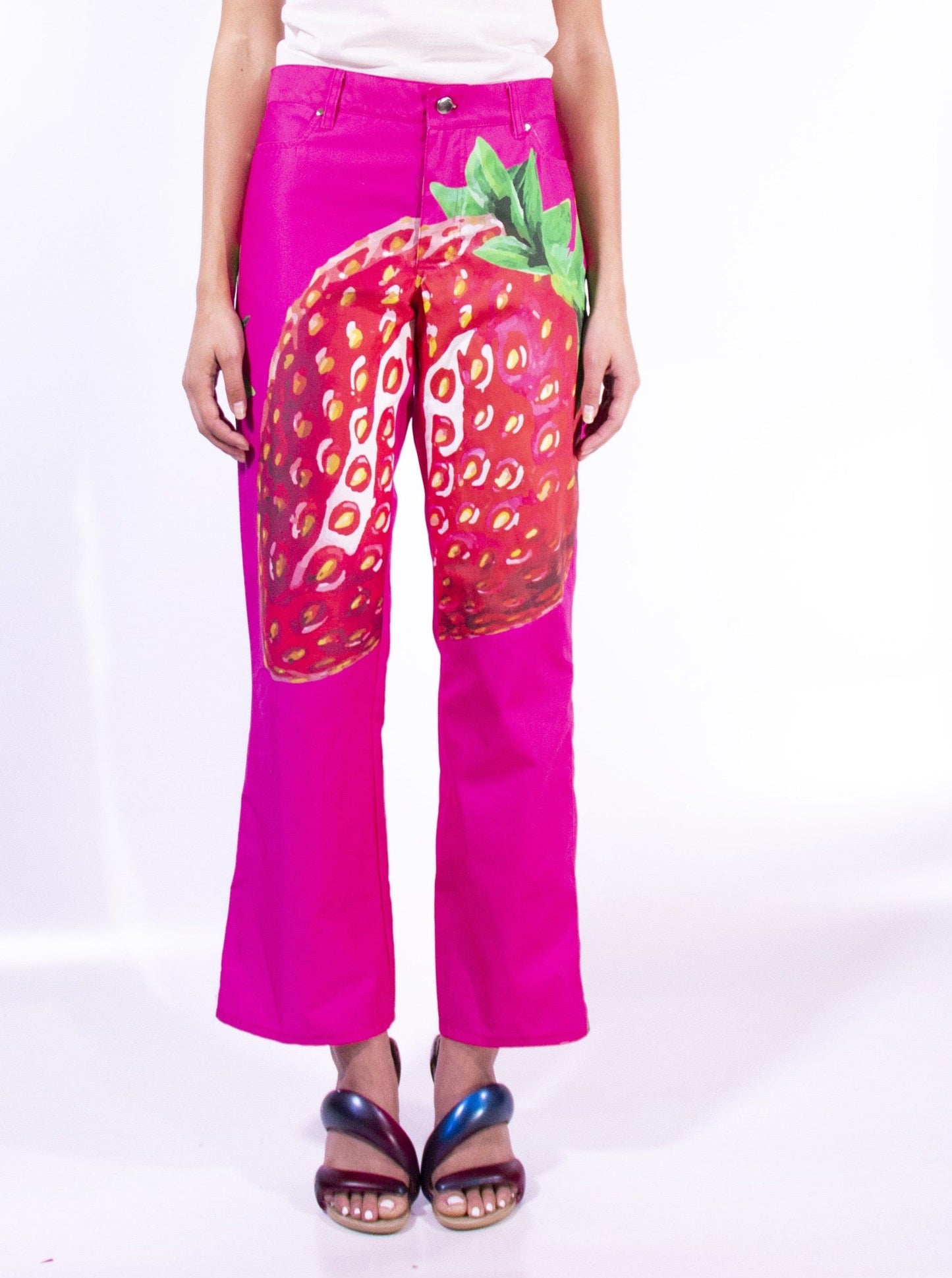 Strawberry Print Jeans-Leeann Huang-APOC STORE