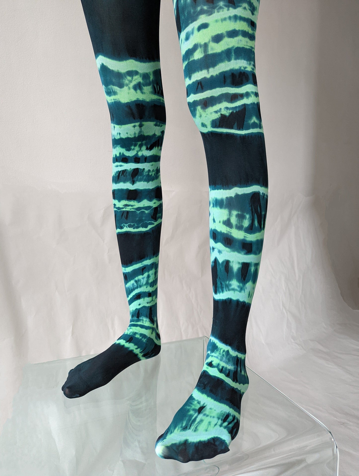 Hand Dyed Tights Teal Black-Celia Calderón Asensio-APOC STORE