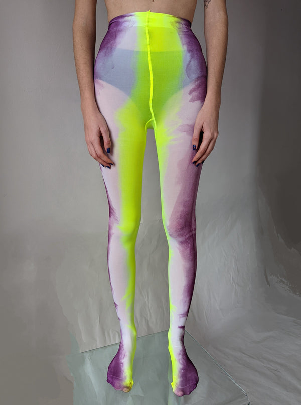 Hand Dyed Tights Green Multicolour-Celia Calderón Asensio-APOC STORE