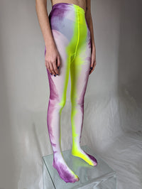 Hand Dyed Tights Green Multicolour-Celia Calderón Asensio-APOC STORE