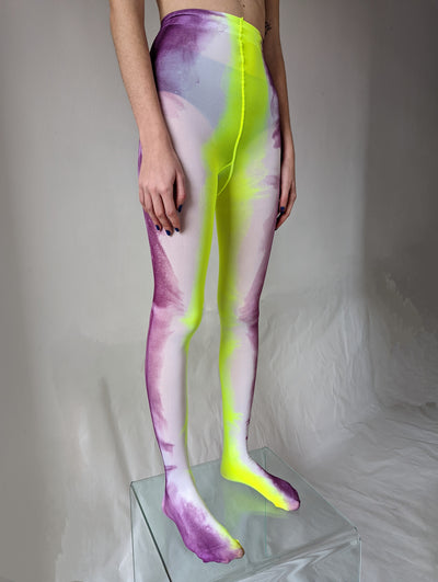 Hand Dyed Tights Green Multicolour-Celia Calderón Asensio-APOC STORE