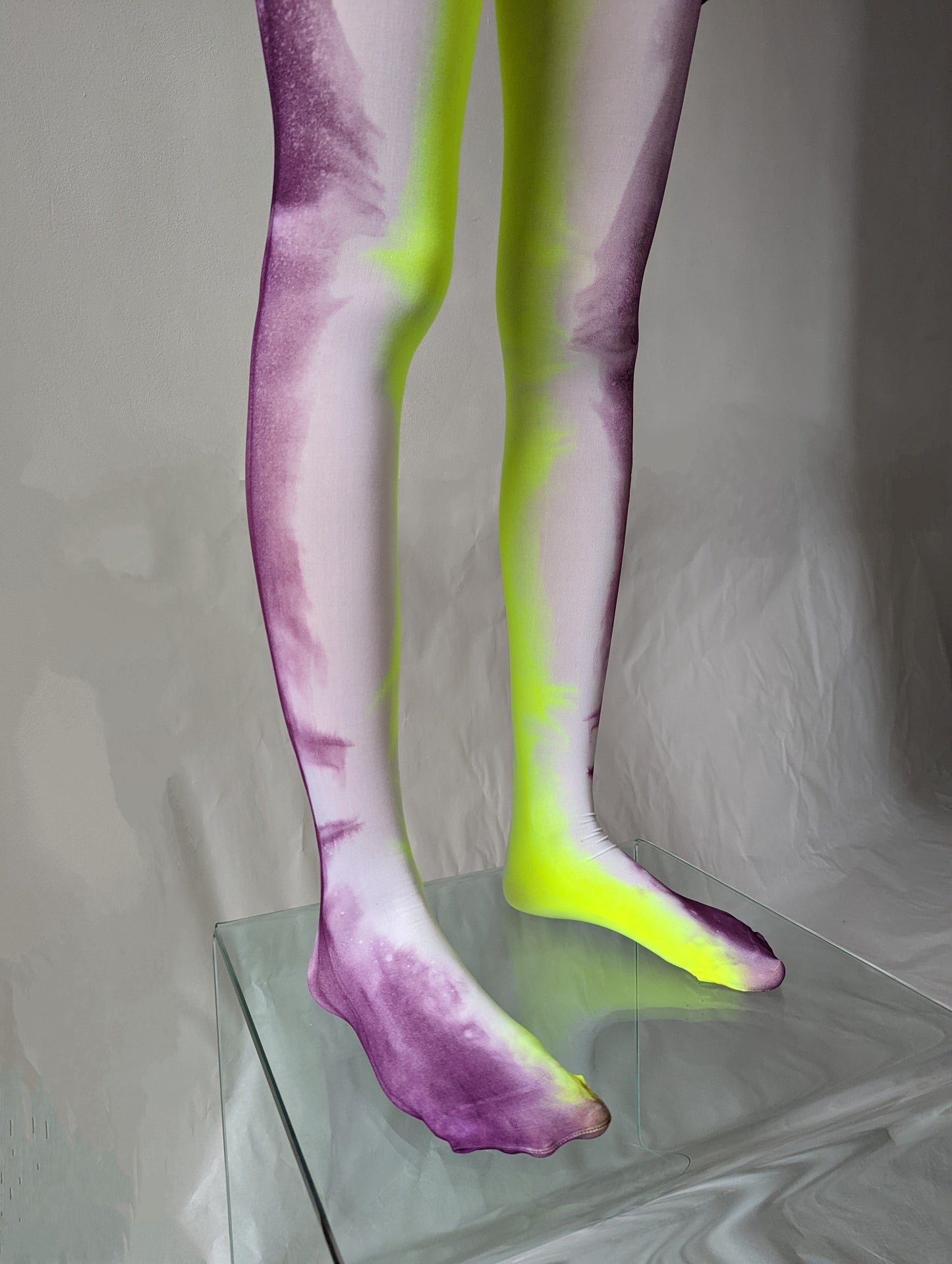 Hand Dyed Tights Green Multicolour-Celia Calderón Asensio-APOC STORE