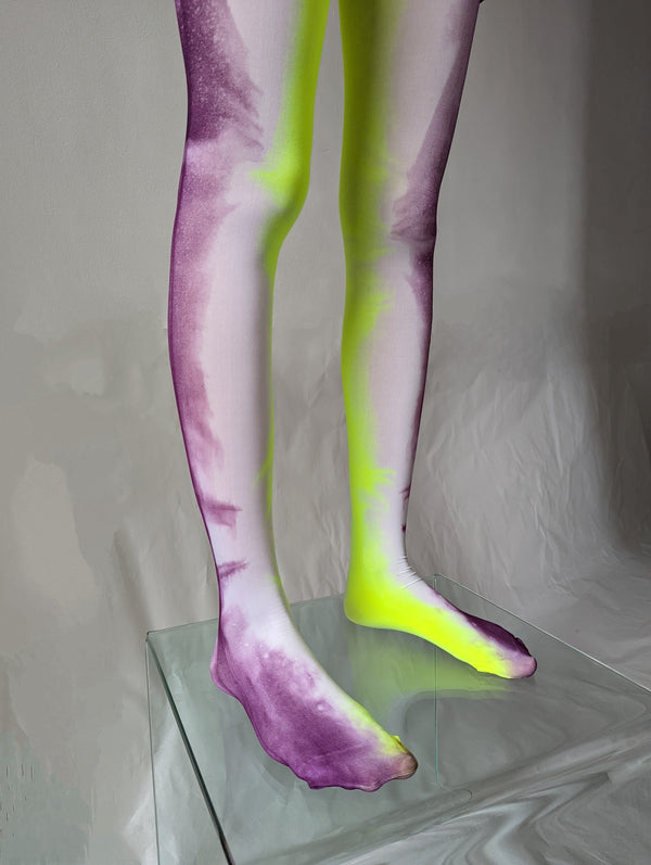 Hand Dyed Tights Green Multicolour-Celia Calderón Asensio-APOC STORE