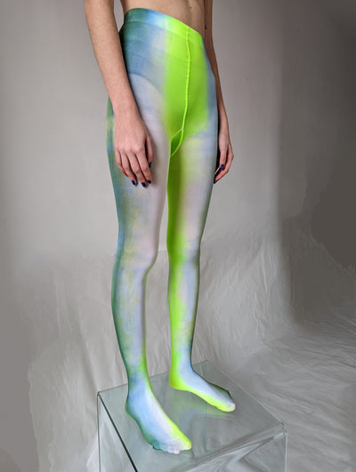 Hand Dyed Tights Green Blue-Celia Calderón Asensio-APOC STORE
