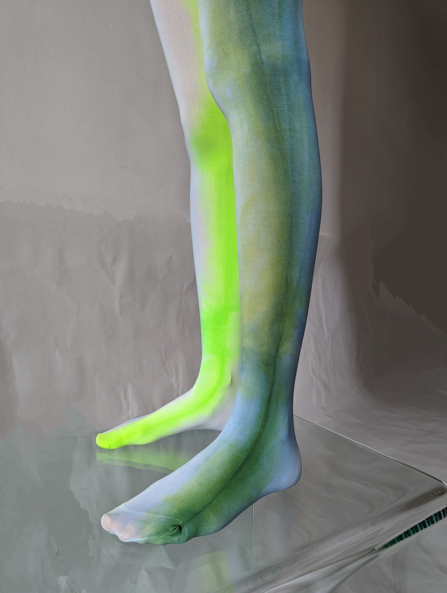 Hand Dyed Tights Green Blue-Celia Calderón Asensio-APOC STORE