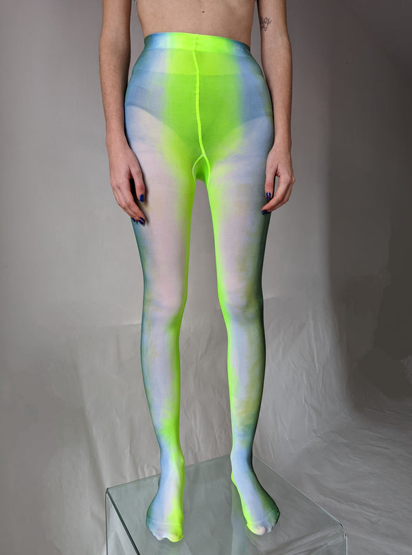 Hand Dyed Tights Green Blue-Celia Calderón Asensio-APOC STORE