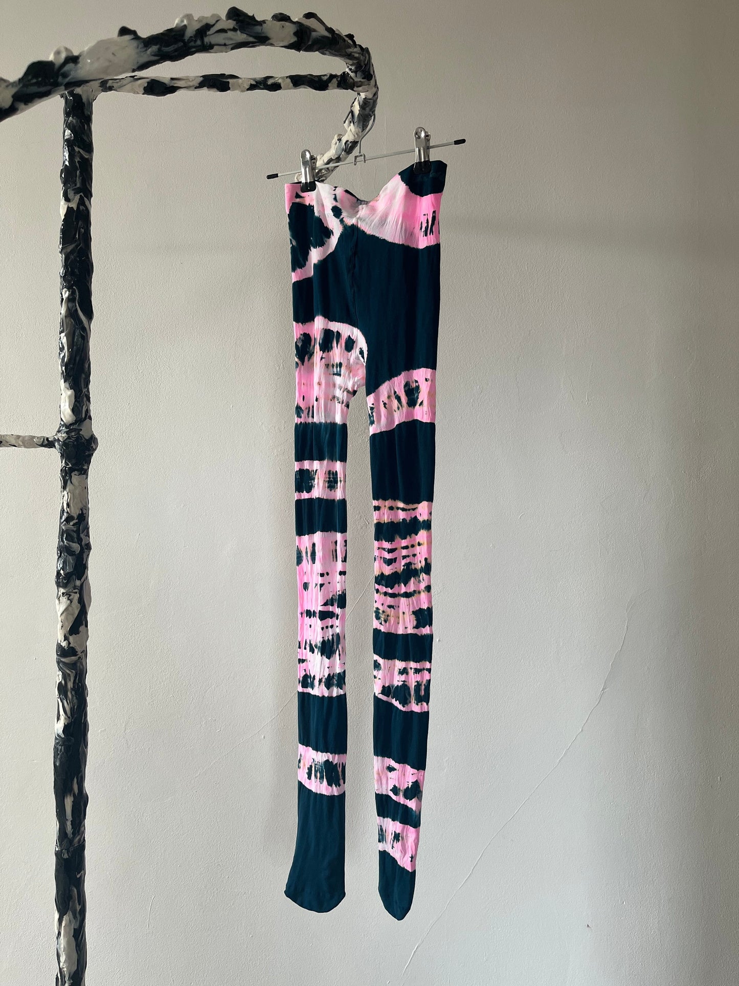 Hand Dyed Tights Pink Black-Celia Calderón Asensio-APOC STORE
