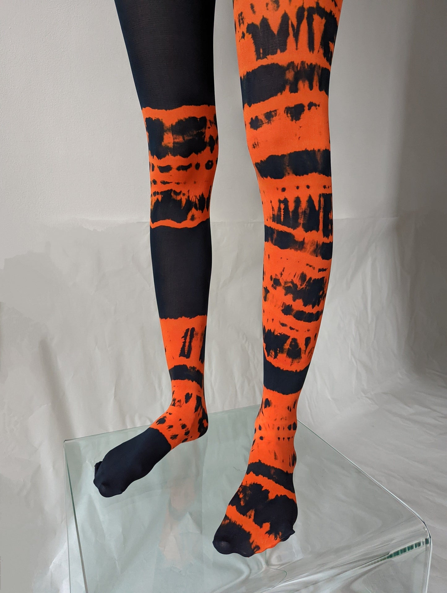 Hand Dyed Tights Orange Black-Celia Calderón Asensio-APOC STORE