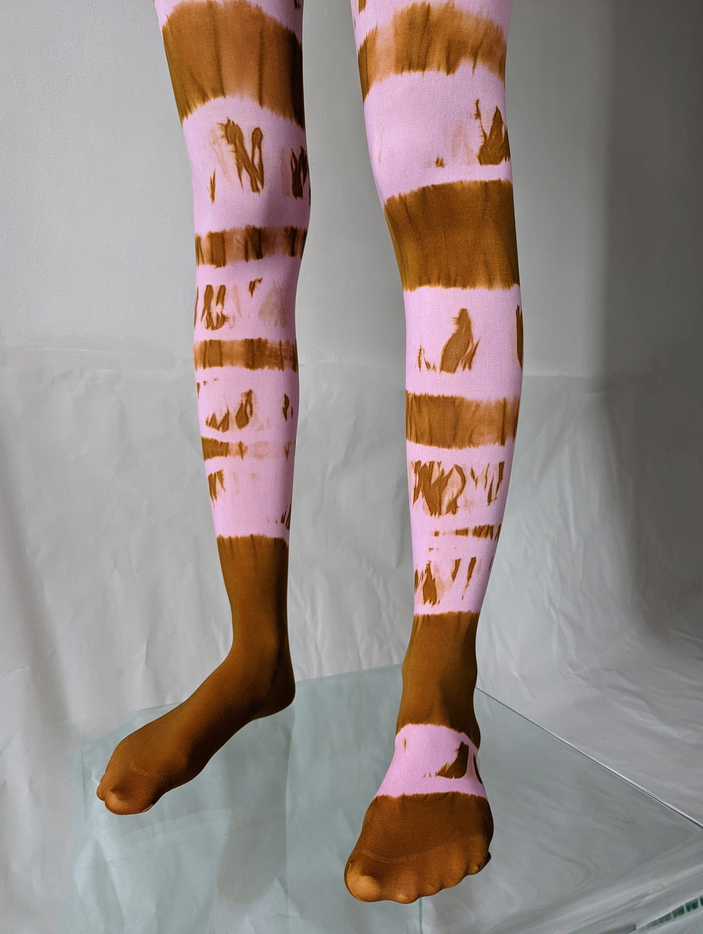 Hand Dyed Tights Pink Brown-Celia Calderón Asensio-APOC STORE