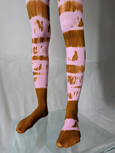 Hand Dyed Tights Pink Brown-Celia Calderón Asensio-APOC STORE