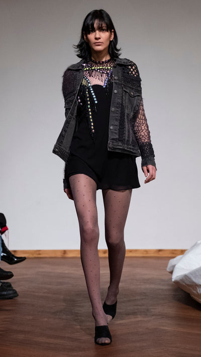 Knitted Jeans Jacket Black-Lou de Bètoly-APOC STORE
