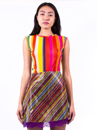 TV Stripe Mesh Top-Leeann Huang-APOC STORE